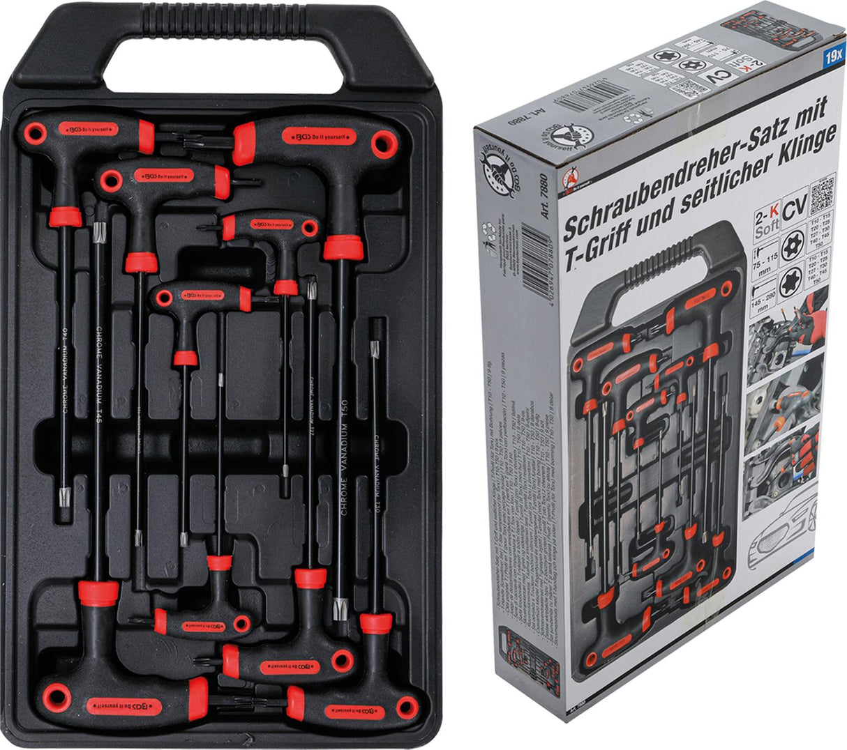 T-HANDLE L-TYPE WRENCH SET | T-STAR TAMPERPROOF (FOR TORX) | T10 - T50 | 9 PCS. (7880)