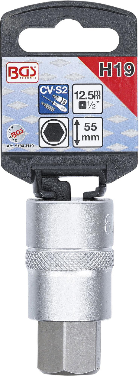 BIT SOCKET | 12.5 MM (1/2") | INTERNAL HEXAGON 19 MM (5184-H19)