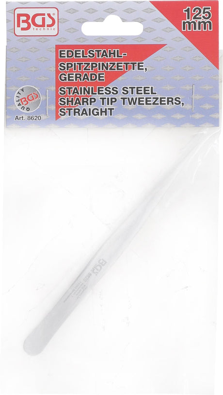 STAINLESS STEEL SHARP TIP TWEEZER | STRAIGHT | 125 MM (8620)