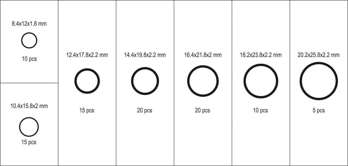 COPPER AIR O-RING ASSORTMENT 95PC (YT-068713)
