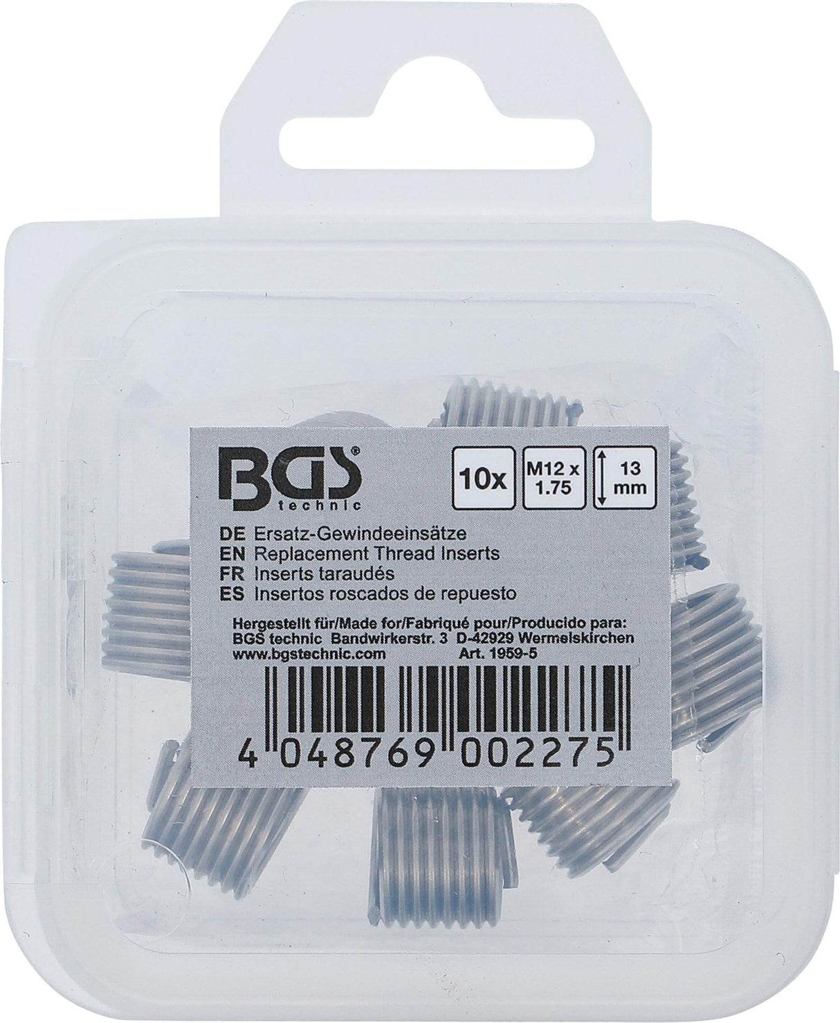 REPLACEMENT THREAD INSERTS | M12 X 1.75 | 10 PCS. (1959-5)