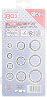 SEAL RING ASSORTMENT | METAL | WITH RUBBER SEALING BEAD | 150 PCS. (9306)