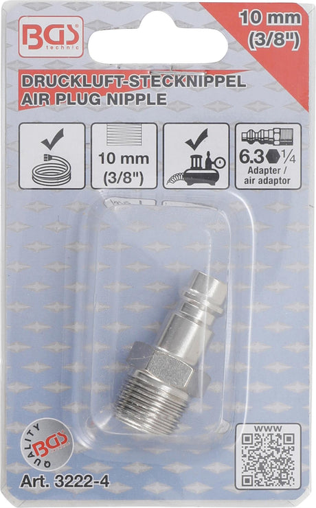 AIR NIPPLE | 10 MM (3/8") EXTERNAL THREAD (3222-4)