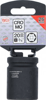 IMPACT SOCKET, HEXAGON | 20 MM (3/4") DRIVE | 26 MM (5626)