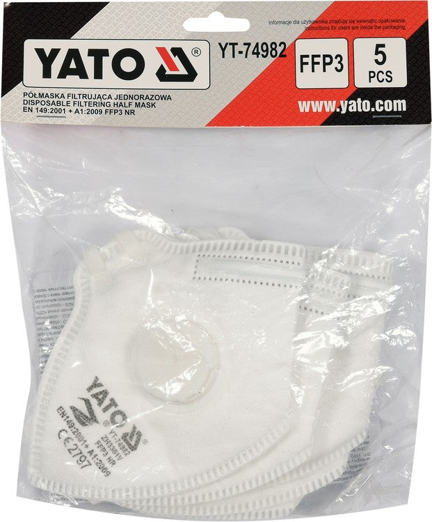 DUST MASKS WITH VALVE | CERTIFIED FFP3 | 5 PCS. (YT-74982)