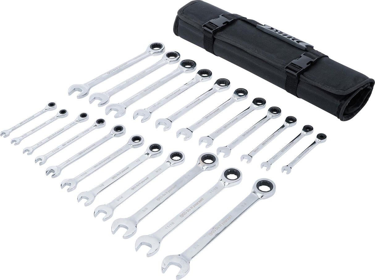 RATCHET COMBINATION WRENCH SET | METRIC / INCH SIZES | 22 PCS. (30010)