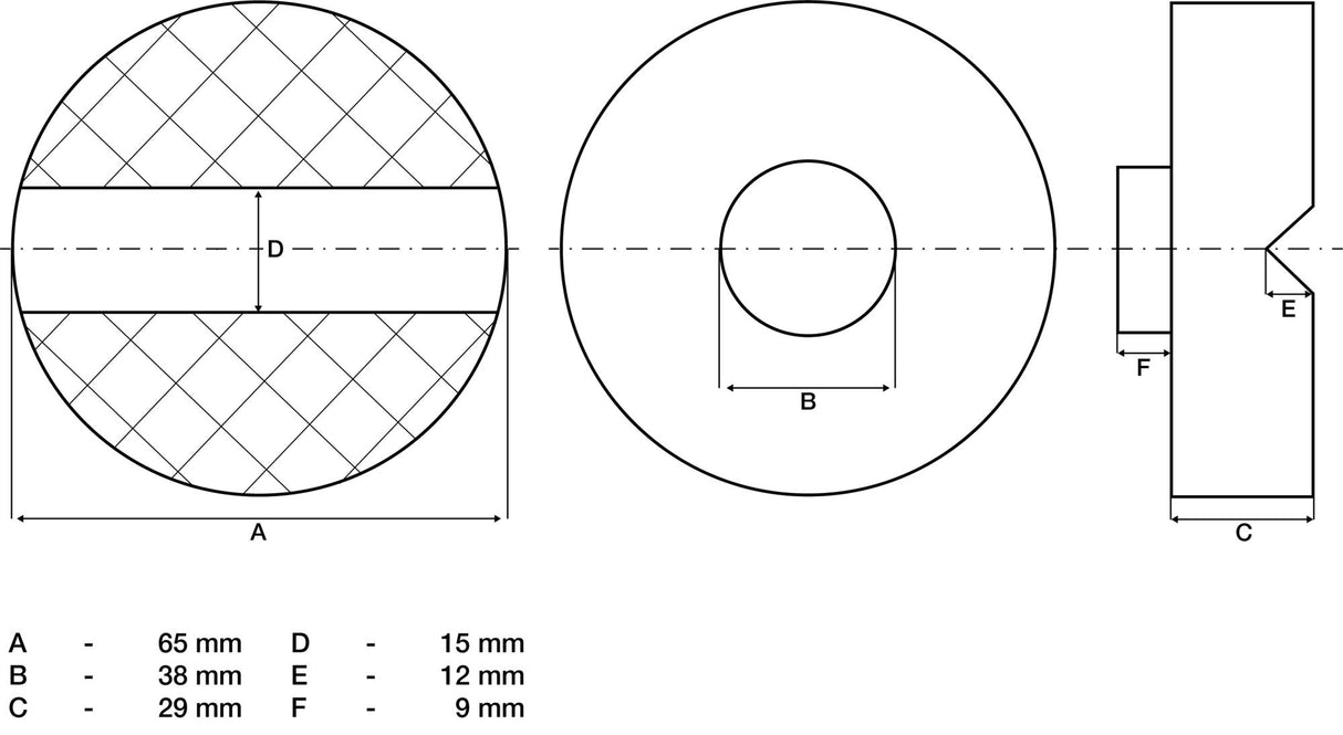 RUBBER PAD | FOR FLOOR JACK | 65 X 38 MM (72108)