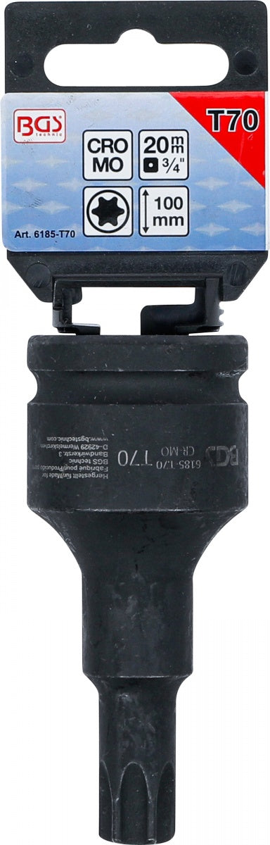 IMPACT BIT SOCKET | LENGTH 100 MM | 20 MM (3/4") DRIVE | T-STAR (FOR TORX) T70 (6185-T70)