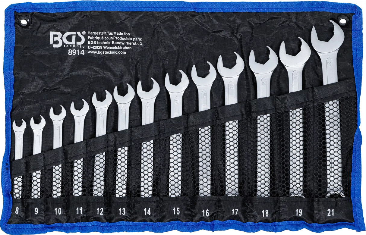 COMBINATION SPANNER SET | OPEN END WITH RATCHET FUNCTION | 8 - 21 MM | 13 PCS. (8914)
