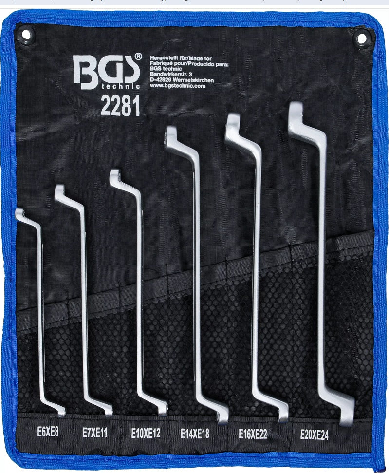 DOUBLE RING SPANNER SET WITH E-TYPE RING HEADS | OFFSET | E6 - E24 | 6 PCS. (2281)