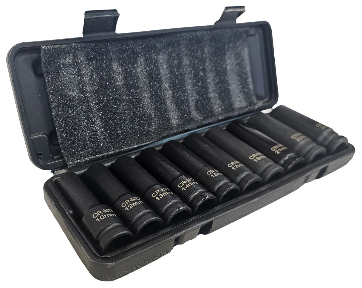 IMPACT SOCKET SET LONG | 12.5 MM (1/2") | 10-24 MM | 10 PCS. (SK1210)