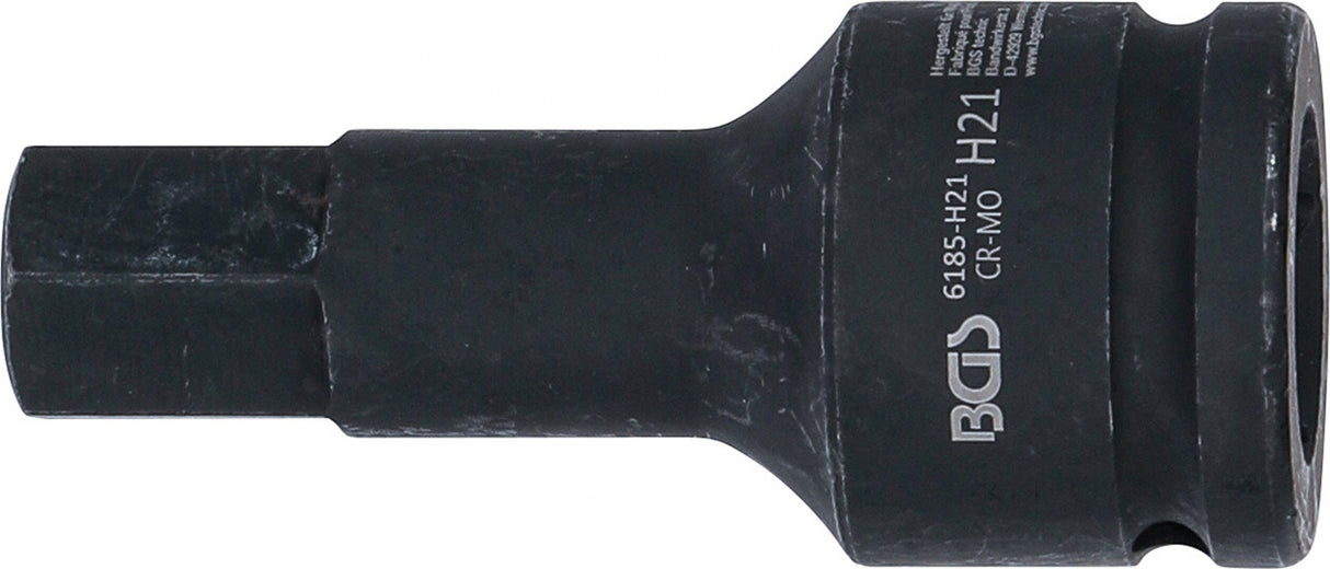 IMPACT BIT SOCKET | LENGTH 100 MM | 20 MM (3/4") DRIVE | INTERNAL HEXAGON 21 MM (6185-H21)