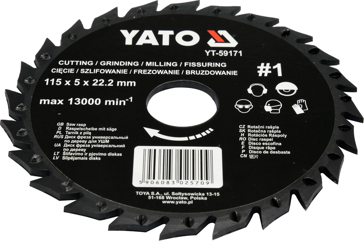 DISC/CUTTER FOR WOOD 115 MM, NO1 (YT-59171)