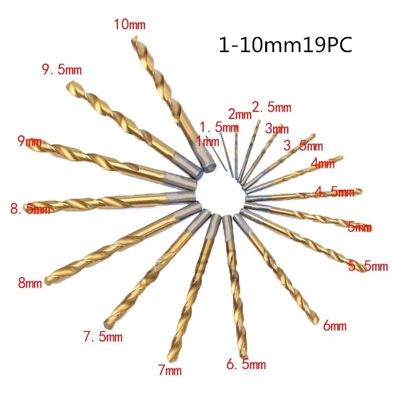DRILL BIT SET | HSS-TITANIUM | 1 - 10 MM | 19 PCS. (EW-0019)