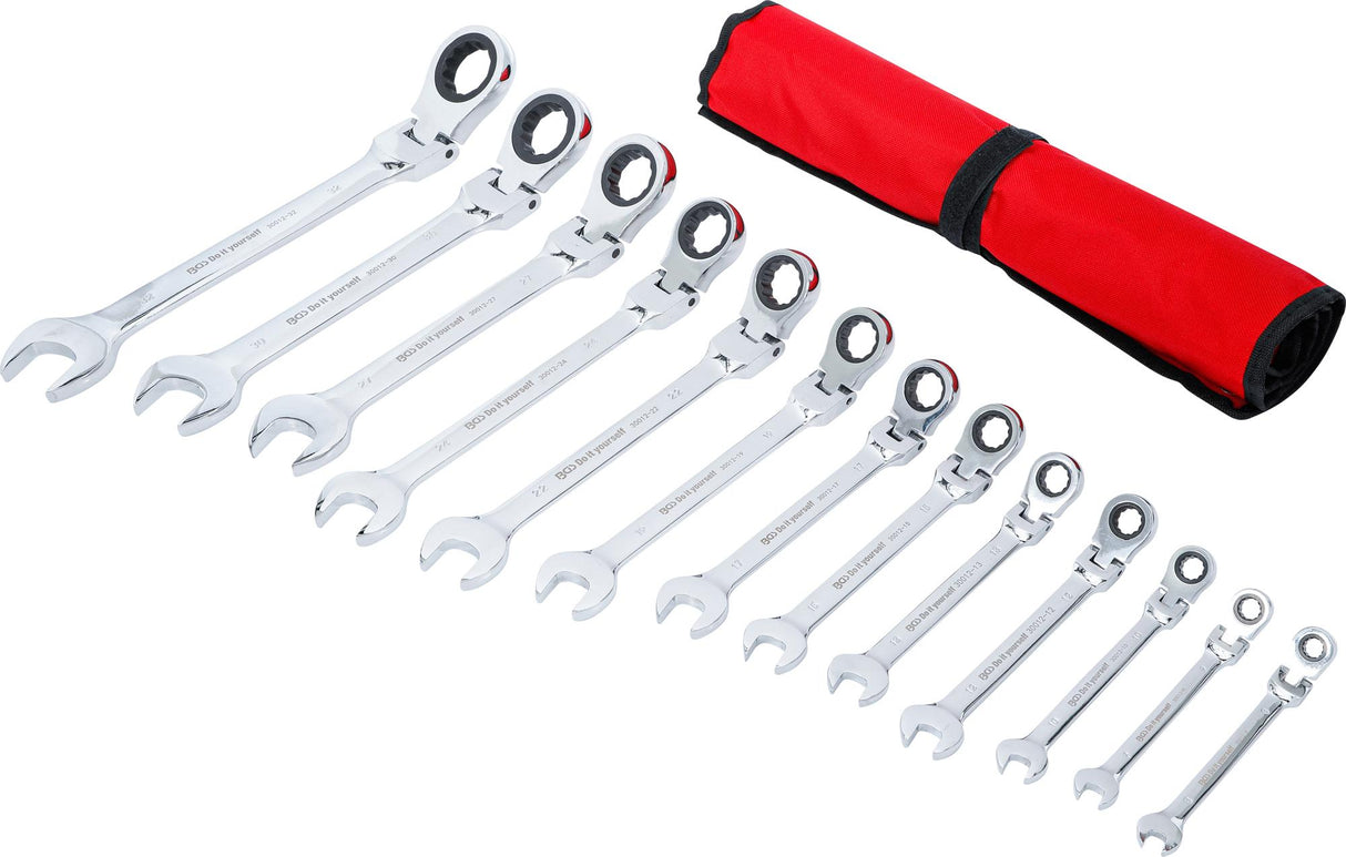 RATCHET COMBINATION WRENCH SET | FLEXIBLE HEADS | 8 - 32 MM | 13 PCS. (30012)
