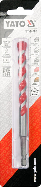 UNIVERSAL DRILL WITH HEX SHANK 12,0MM (YT-44787)