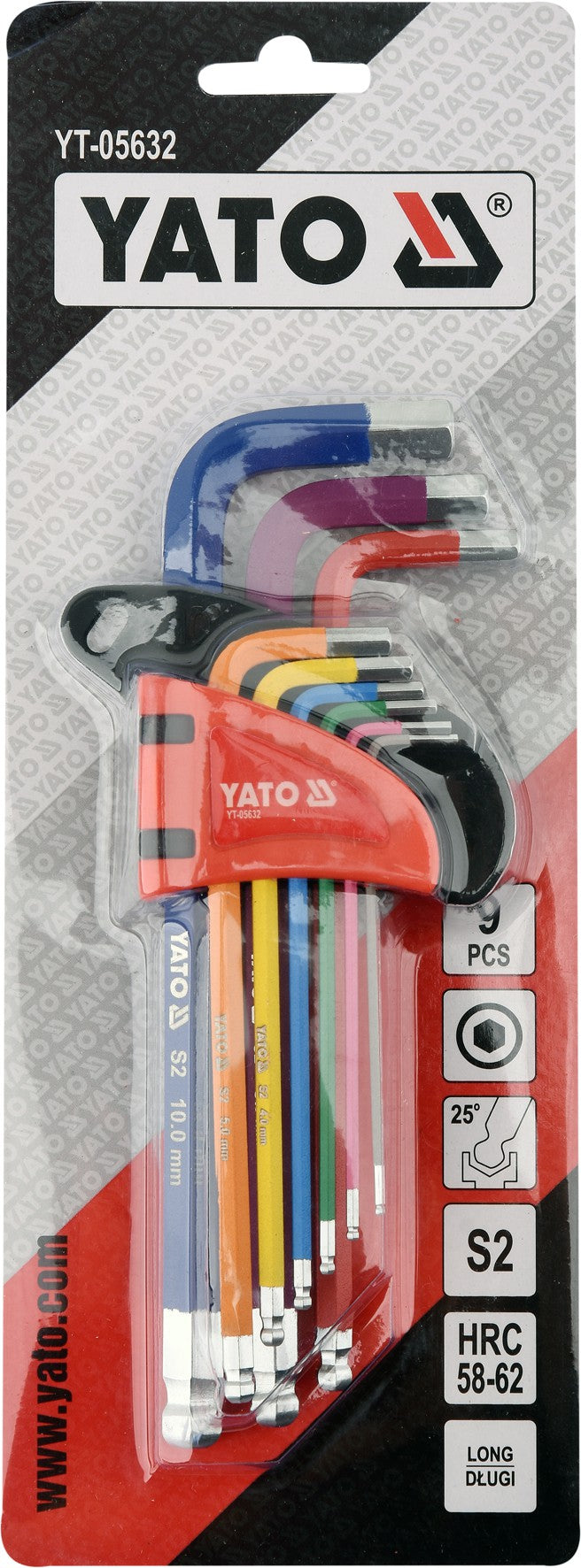 9PC  LONG HEX KEY BALL SET 1.5-10MM (YT-05632)