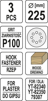 SAND PAPER FOR DRYWALL 225MM P100 (YT-83473)