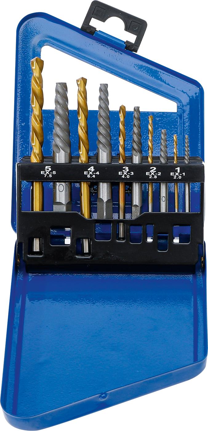 SCREW EXTRACTOR & LEFT CUTTING DRILL SET | HSS | TITANIUM NITRATED | 2 - 7.5 MM | 10 PCS. (6780)