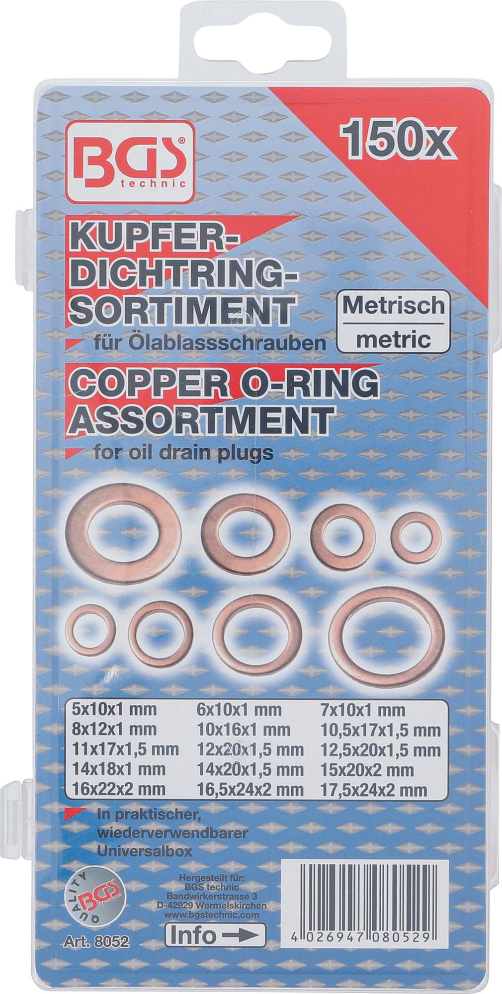 SEAL RING ASSORTMENT | COPPER | 150 PCS. (8052)