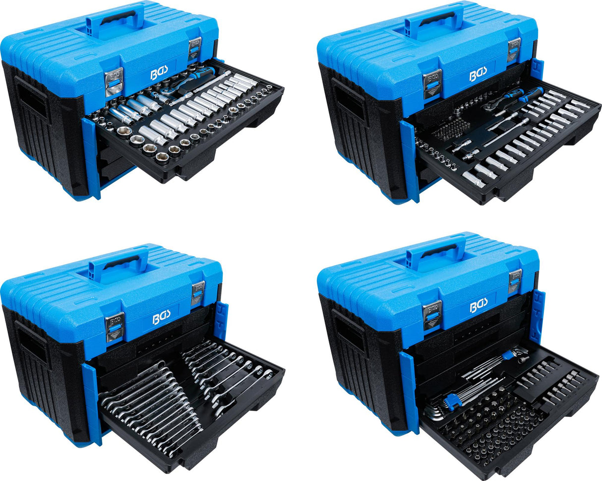 SOCKET SET HEXAGON | 6.3 MM (1/4") / 10 MM (3/8") / 12.5 MM (1/2") | METRIC AND INCH SIZES | 300 PCS. (74000)