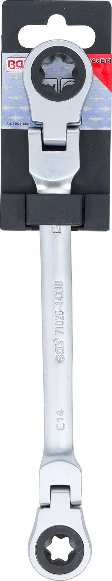 DOUBLE RATCHET RING SPANNER | ADJUSTABLE | WITH E-TYPE RING HEADS | E14 X E18 (71028-14X18)
