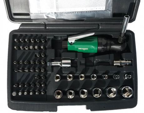 PNEUMATIC RATCHET FOR SOCKETS | 10 MM (3/8") | 1/4" (6.3 MM) BITS | WITH SET (PARW38KIT)