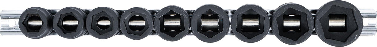 IMPACT SOCKET SET, HEXAGON, EXTRA FLAT | 12.5 MM (1/2") DRIVE | 13 - 24 MM | 9 PCS. (9551)
