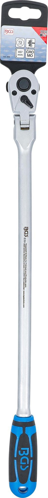 FLEXIBLE RATCHET | LOCKABLE | EXTRA LONG | EXTERNAL SQUARE 10 MM (3/8") | 457 MM (639)