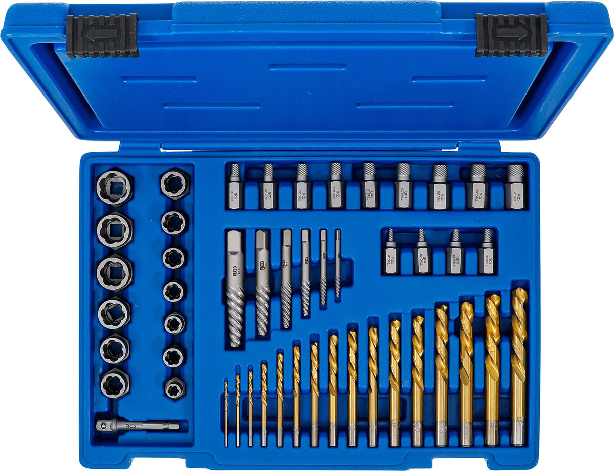 SCREW AND NUT EXTRACTOR SET WITH LEFT CUTTING DRILL SET | 2 - 18 MM | 49 PCS. (70329)