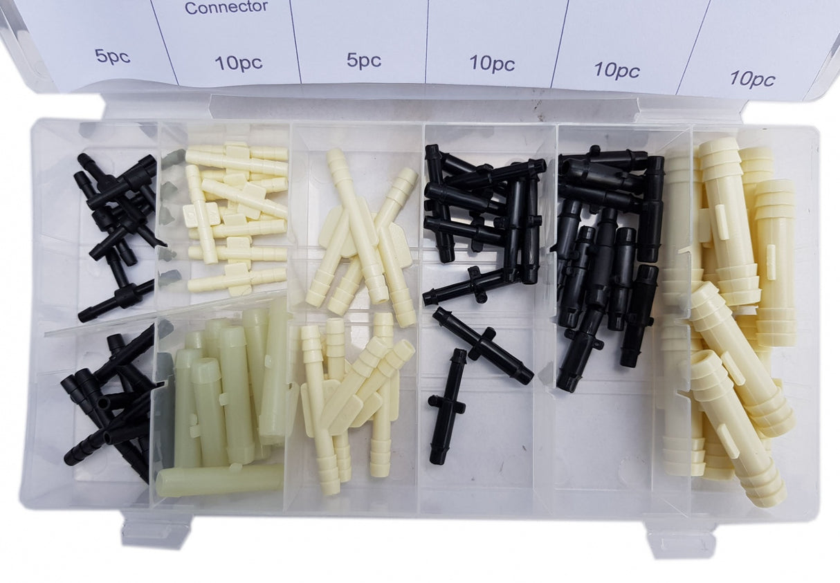T AND Y CONNECTOR ASSORTMENT | FOR RUBBER AND PLASTIC HOSES | 65 PCS. (VC65)