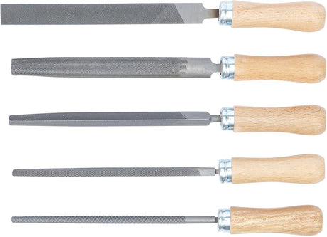 FILE SET | WOODEN HANDLE | 150 MM | 5 PCS. (50206)