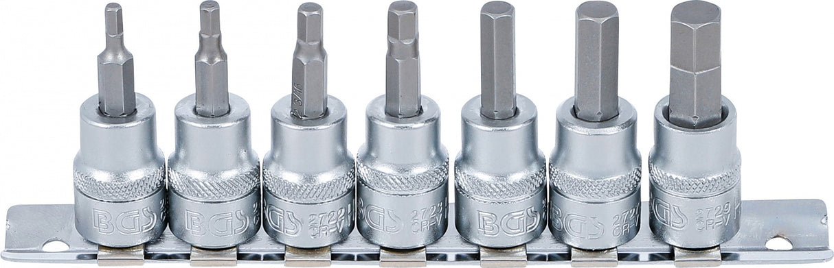 BIT SOCKET SET | 10 MM (3/8") DRIVE | INTERNAL HEXAGON 1/8" - 3/8" | INCH SIZES | 7 PCS. (5104)