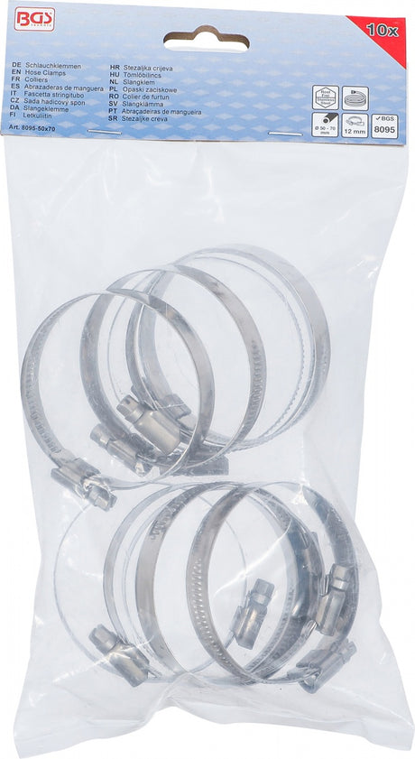 HOSE CLAMPS | STAINLESS | 50 X 70 MM | 10 PCS. (8095-50X70)