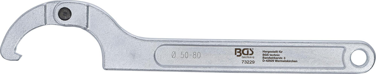 ADJUSTABLE HOOK WRENCH WITH NOSE | 50 - 80 MM (73229)