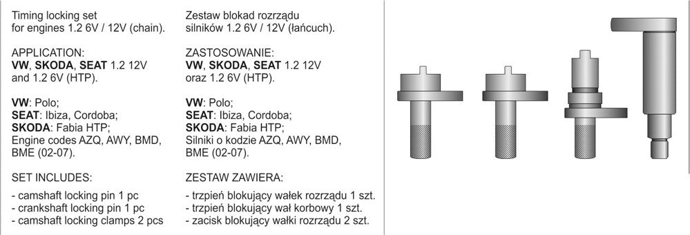 ENGINE TIMING TOOL SET VW-SEAT-SKODA 1.2 (YT-06012)