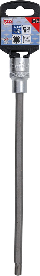 BIT SOCKET | LENGTH 240 MM | 12.5 MM (1/2") DRIVE | SPLINE (FOR RIBE) | M8 (5184-R8)