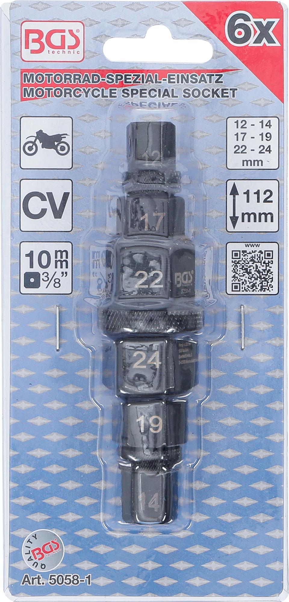 MOTORCYCLE SPECIAL SOCKET | 10 MM (3/8") | 12 - 24 MM (5058-1)