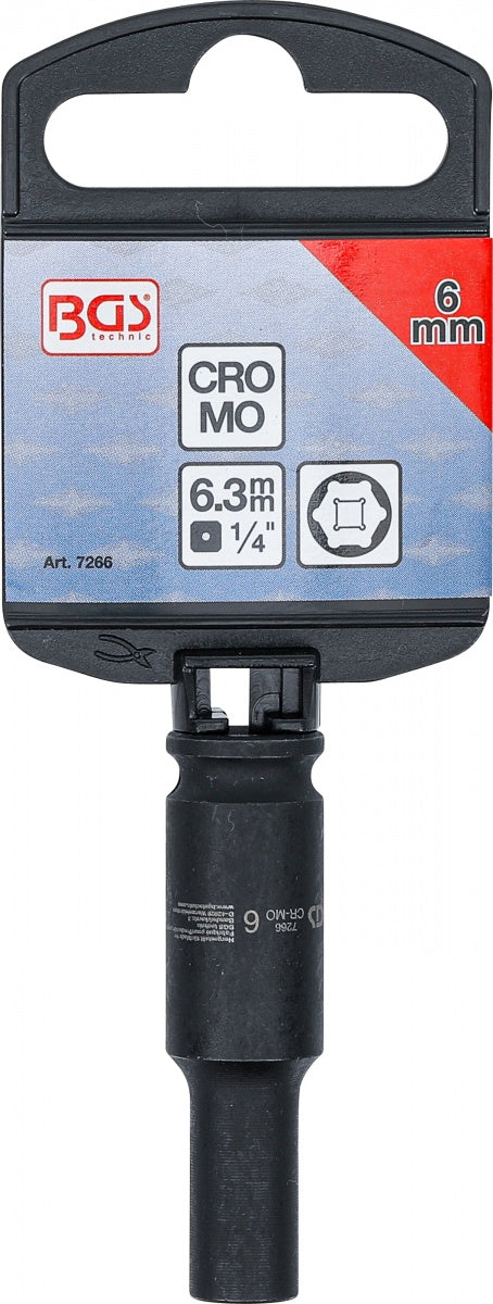 IMPACT SOCKET HEXAGON, DEEP | 6,3 MM (1/4") DRIVE | 6 MM (7266)