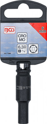 IMPACT SOCKET HEXAGON, DEEP | 6,3 MM (1/4") DRIVE | 6 MM (7266)