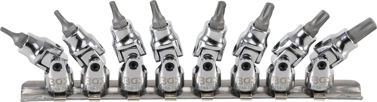 UNIVERSAL JOINT SOCKET SET | 6.3 MM (1/4") DRIVE | T-STAR (FOR TORX) T8 - T40 | 8 PCS. (9158)