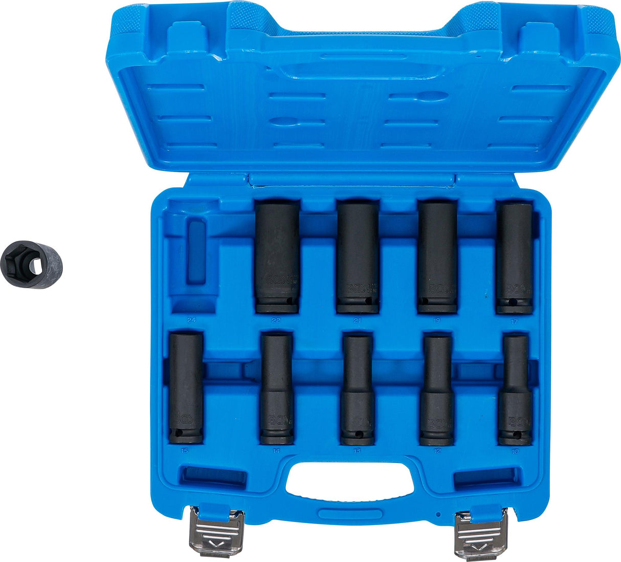 IMPACT SOCKET SET, HEXAGON, DEEP | 12.5 MM (1/2") DRIVE | 10 - 24 MM | 10 PCS. (5206)