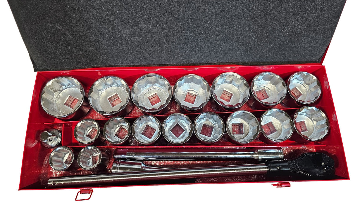 SOCKET AND WRENCH SET 12-POINT | 25 MM (1") | 36 - 80 MM | 22 PCS. (SS122)