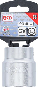 SOCKET, 12-POINT | 20 MM (3/4") DRIVE | 38 MM (7438)