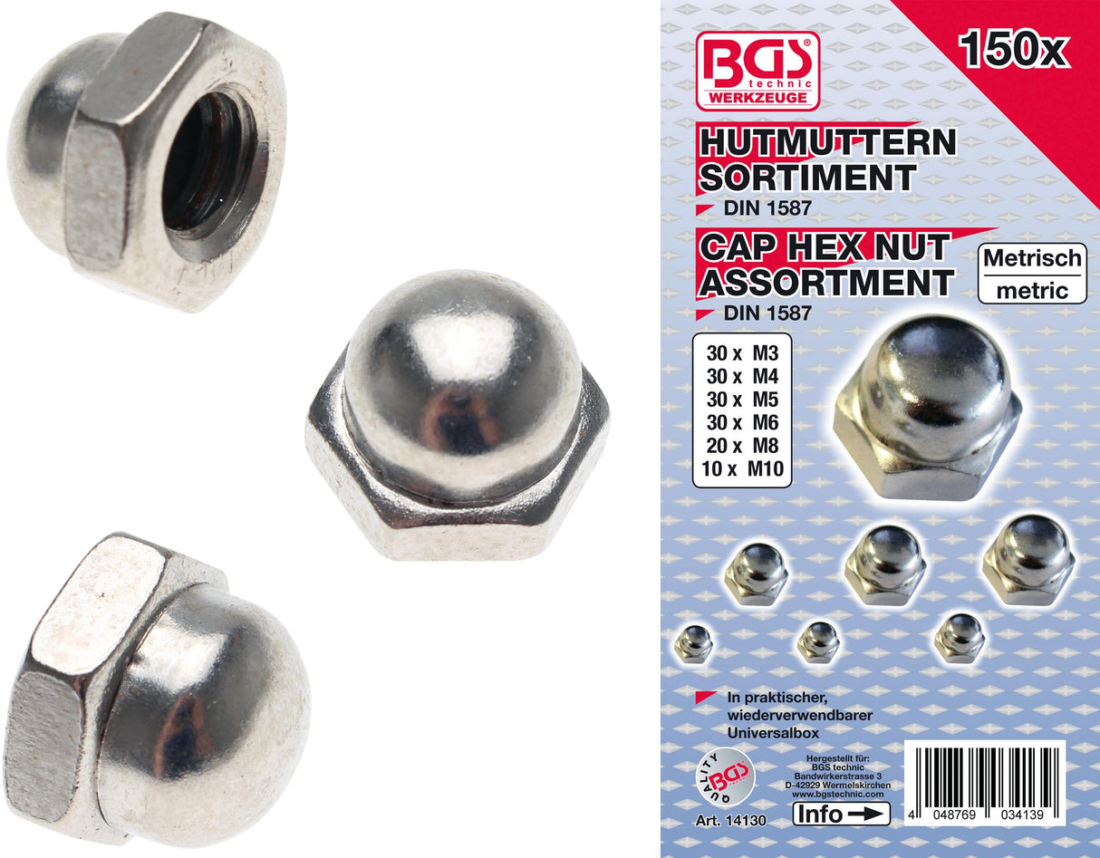 CAP HEX NUT ASSORTMENT | 150 PCS (14130)