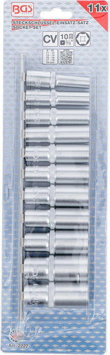 SOCKET SET, HEXAGON, DEEP | 10 MM (3/8") DRIVE | 8 - 19 MM | 11 PCS. (2222)