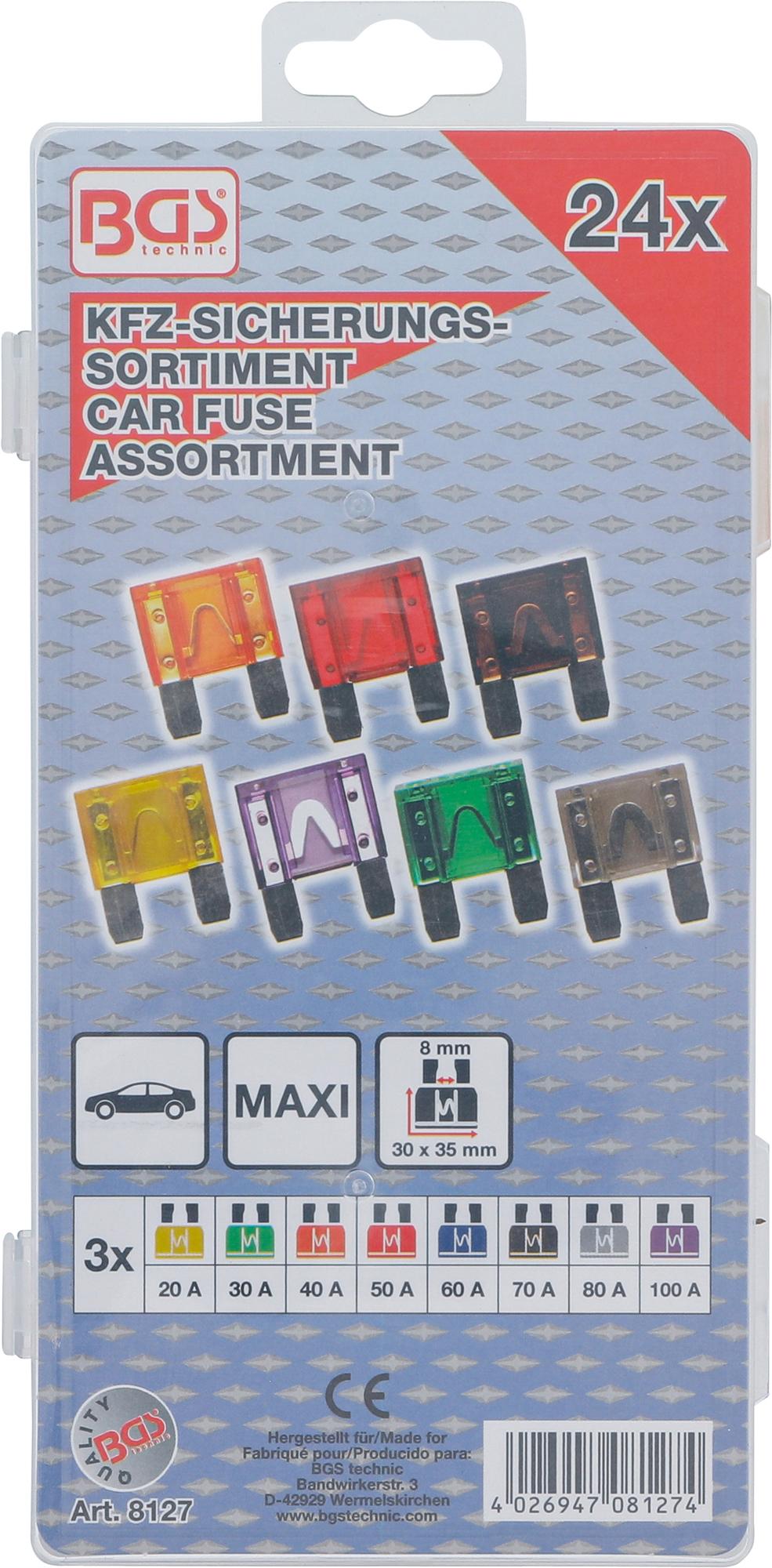 CAR FUSE ASSORTMENT | MAXI | 24 PCS. (8127)