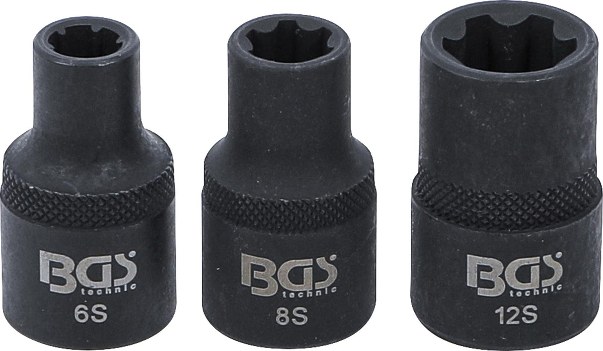 SOCKET SET | SPLINE PROFILE (FOR RIBE) M6S, M8S, M12S | 3 PCS. (9336)
