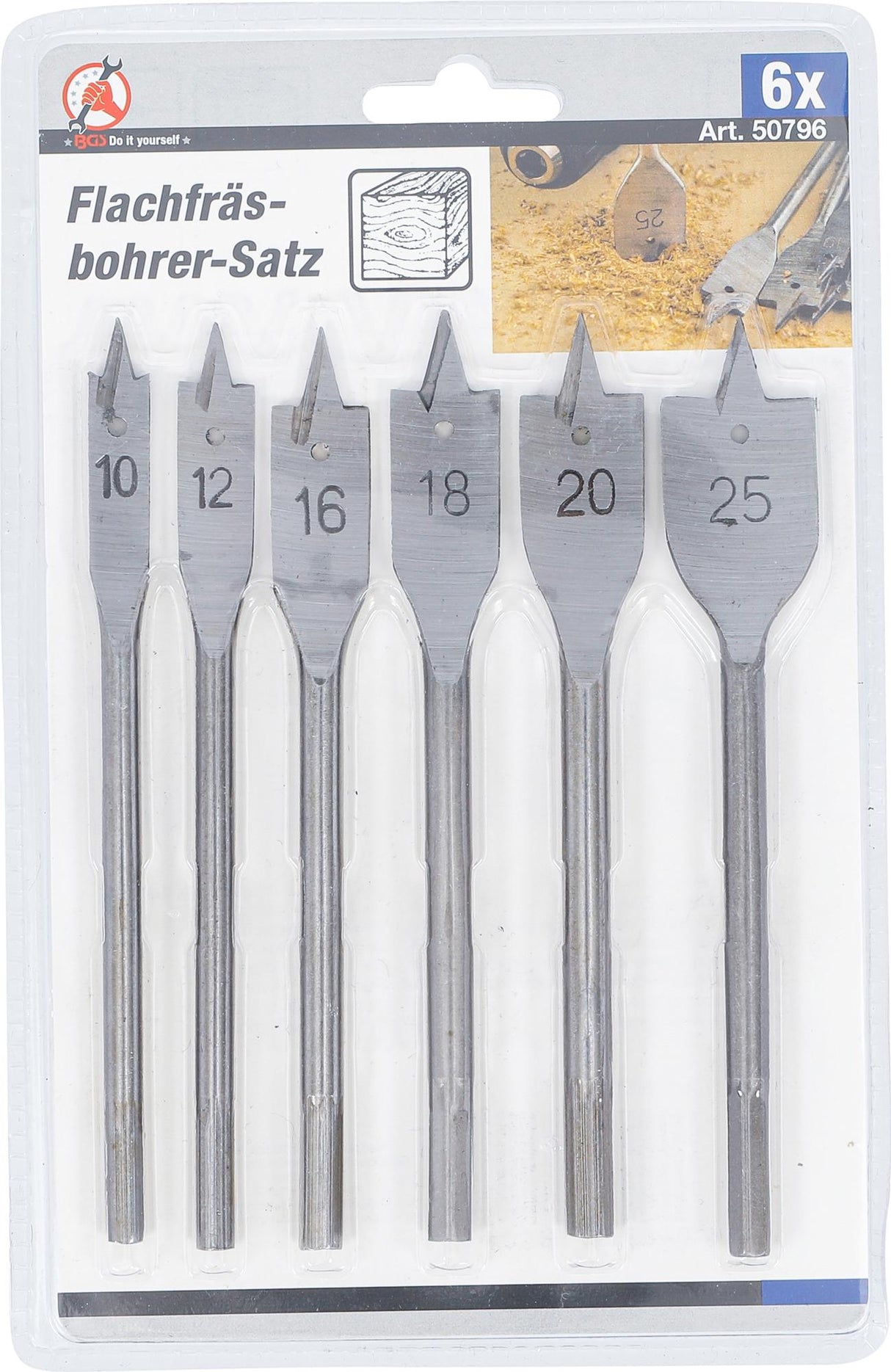 FLAT MILLING DRILL SET | 10 - 25 MM | 6 PCS. (50796)