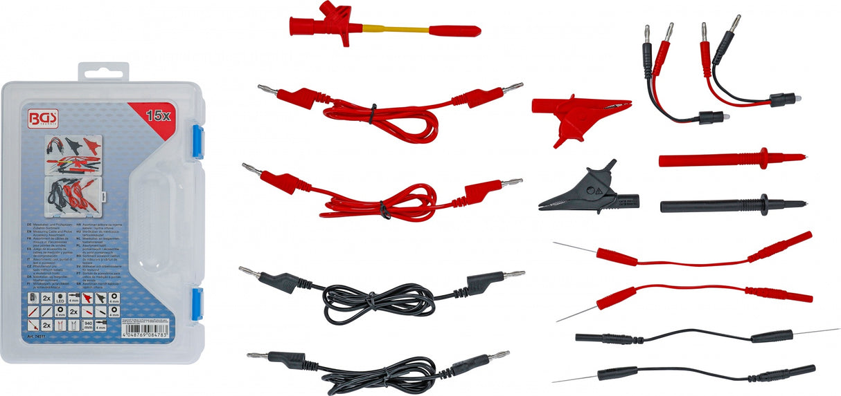 MEASURING CABLE AND PROBE ACCESSORY ASSORTMENT | FOR MULTIMETER | 15 PCS. (74511)